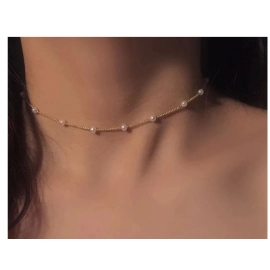 New Beads Women's Neck Chain Kpop Pearl Choker Nec..