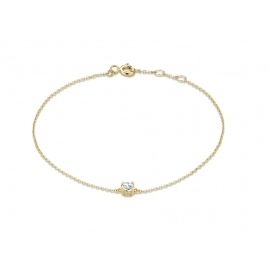 Aide 925 Sterling Silver Single Round White Zircon Chain Bracelets For Women 18K Gold Plated Simple Bracelet Temperament Jewelry