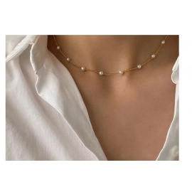 New Beads Women's Neck Chain Kpop Pearl Choker Necklace Gold Color Goth Chocker Jewelry On The Neck Pendant 2022 Collar For Girl