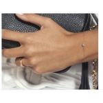 Aide 925 Sterling Silver Single Round White Zircon Chain Bracelets For Women 18K Gold Plated Simple Bracelet Temperament Jewelry