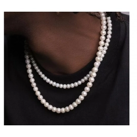 Rock Imitation Pearl Necklace For Men Hip Hop Pearl Bead Chain Men Necklace Women Choker Fashion Party Jewelry Gift