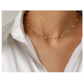 New Beads Women's Neck Chain Kpop Pearl Choker Necklace Gold Color Goth Chocker Jewelry On The Neck Pendant 2022 Collar For Girl