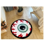 Bursting Eyeball Handmade Tufted Rug Doormat Fluffy Tufted Soft Area Rug Circular Thickened Antislip Carpet Living Room Bedroom