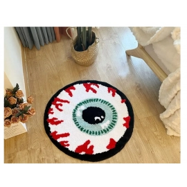 Bursting Eyeball Handmade Tufted Rug Doormat Fluffy Tufted Soft Area Rug Circular Thickened Antislip Carpet Living Room Bedroom