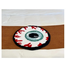 Bursting Eyeball Handmade Tufted Rug Doormat Fluffy Tufted Soft Area Rug Circular Thickened Antislip Carpet Living Room Bedroom