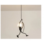 Vintage Iron Little Man Modern Arts Chandelier LED Ceiling Lamp Home Living Room Children Bedroom Decor Black E27 Pendant Lights