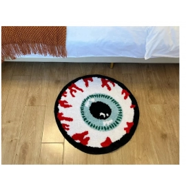 Bursting Eyeball Handmade Tufted Rug Doormat Fluffy Tufted Soft Area Rug Circular Thickened Antislip Carpet Living Room Bedroom