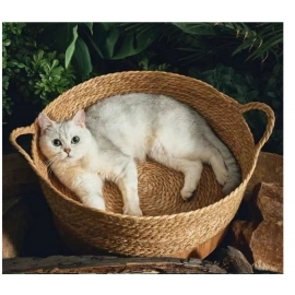 Cat Gog Bed Rattan Four Season Cat Bed Summer Cool Nest Pet Cat Supplies Cattail Woven House Nest Cama De Mimbre Para Mascotas